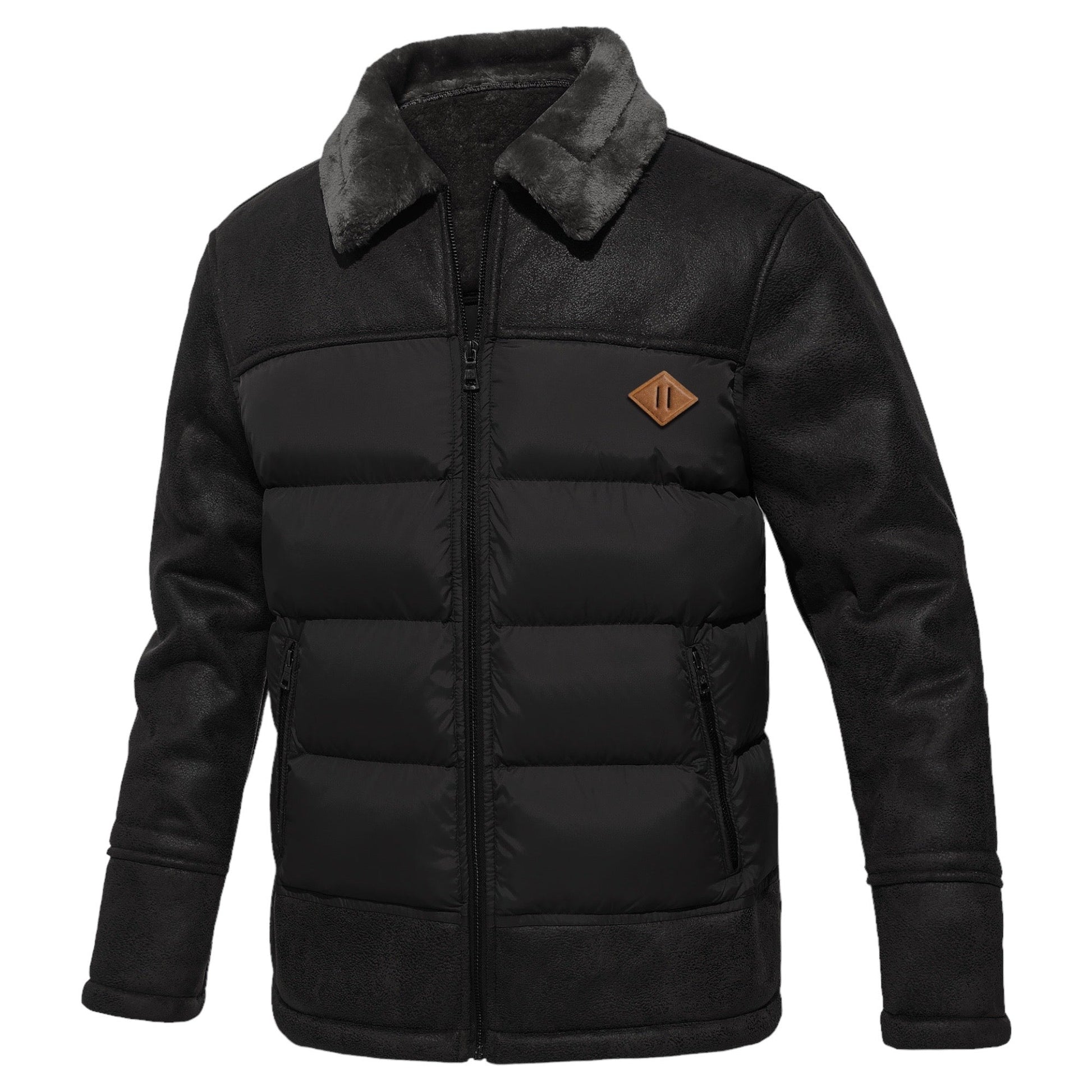 Herrskinnjacka Robust Läder Modern Design-5