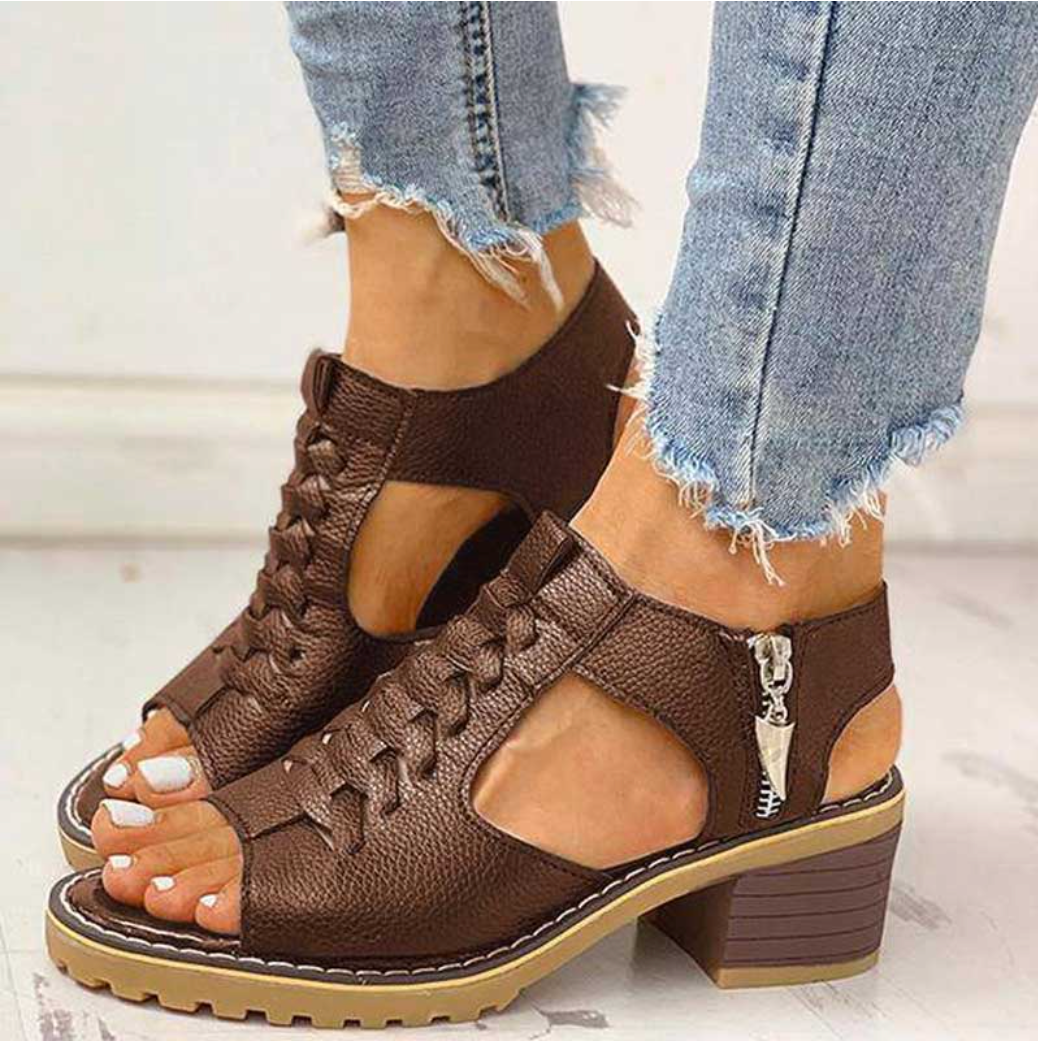 Dam Sandaler Högklackade Elegant Syntetisk Läder 5