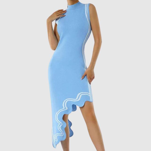 Variant image for Damklänning Asymmetrisk Stickad Ärmlös Fina Dam Klänningar-12