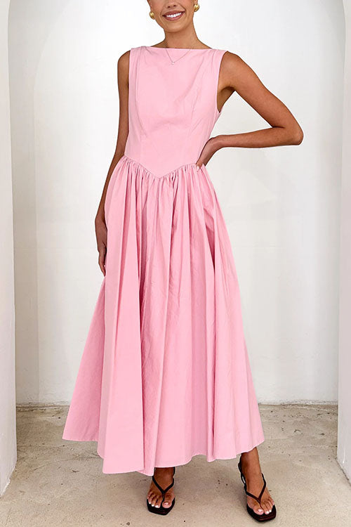 Variant image for Dam Midiklänning Ärmellös Öppen Rygg Midi-Längd för Bröllop och Fest-1