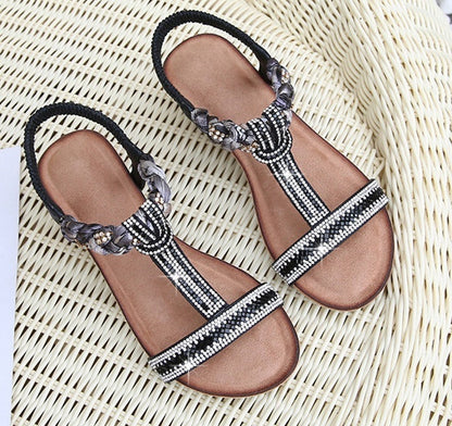 Variant image for Dam Högklackade Sandaler Glitterpärlor Elastiskt Band PU TPR-25