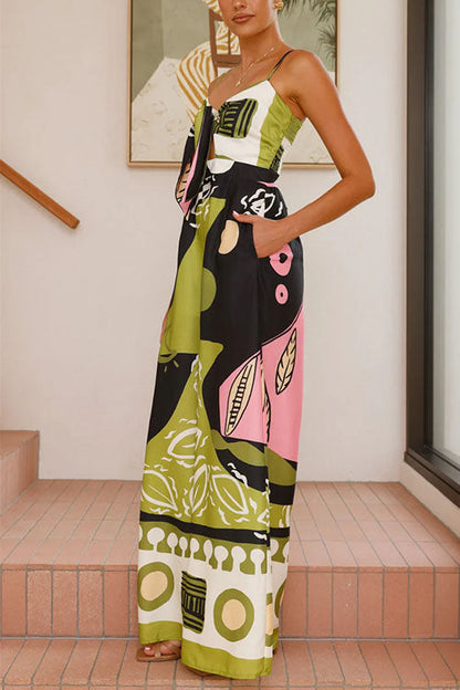 Dam Jumpsuit Utskuren Design Bred Ben Bomull Polyester-3