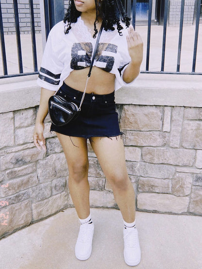 Dam T-shirt V-ringad Casual Polyester Spandex-4