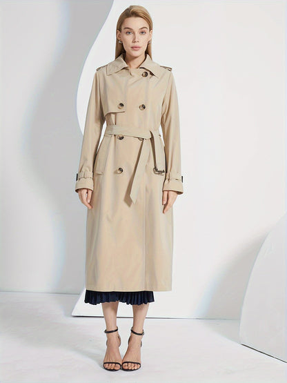 Kvinna Trenchcoat Långärmad Monokrom Polyester-5