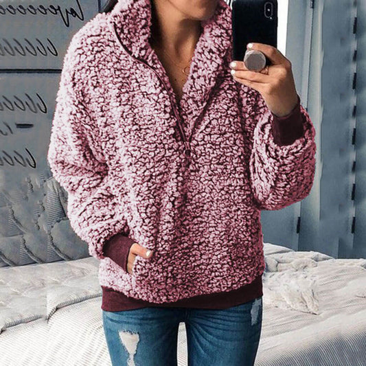 Dam Hoodie Mjuk Isolerande Polyester Avslappnad Passform-1