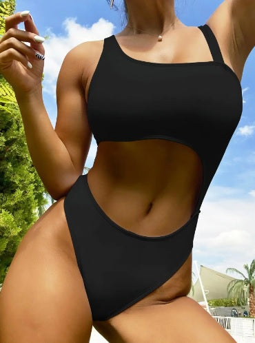 Baddräkt Dam med Utskärningar och Axelremmar i Nylon och Spandex-3