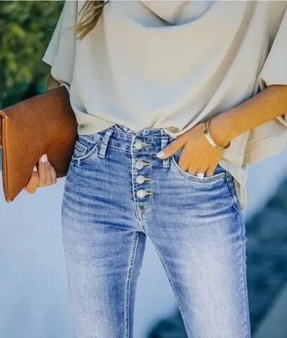 Dam Jeans Med Hög Midja Vintage Denim-2