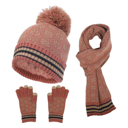 Variant image for Kvinnors 4-delad Höst- och Vinteruppsättning Stickad Hatt Halsduk Handskar Mask-2