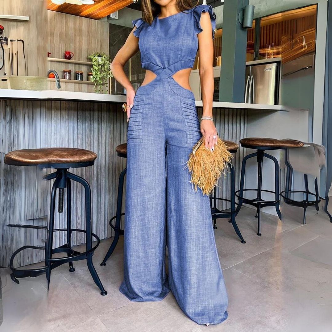 Variant image for Dam Jumpsuit Bred Ben med Rüsch Detaljer Polyester-1