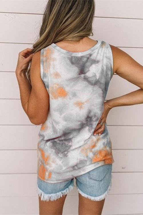 Dam Topp Casual Tie Dye Twist Knot 100% Bomull-3
