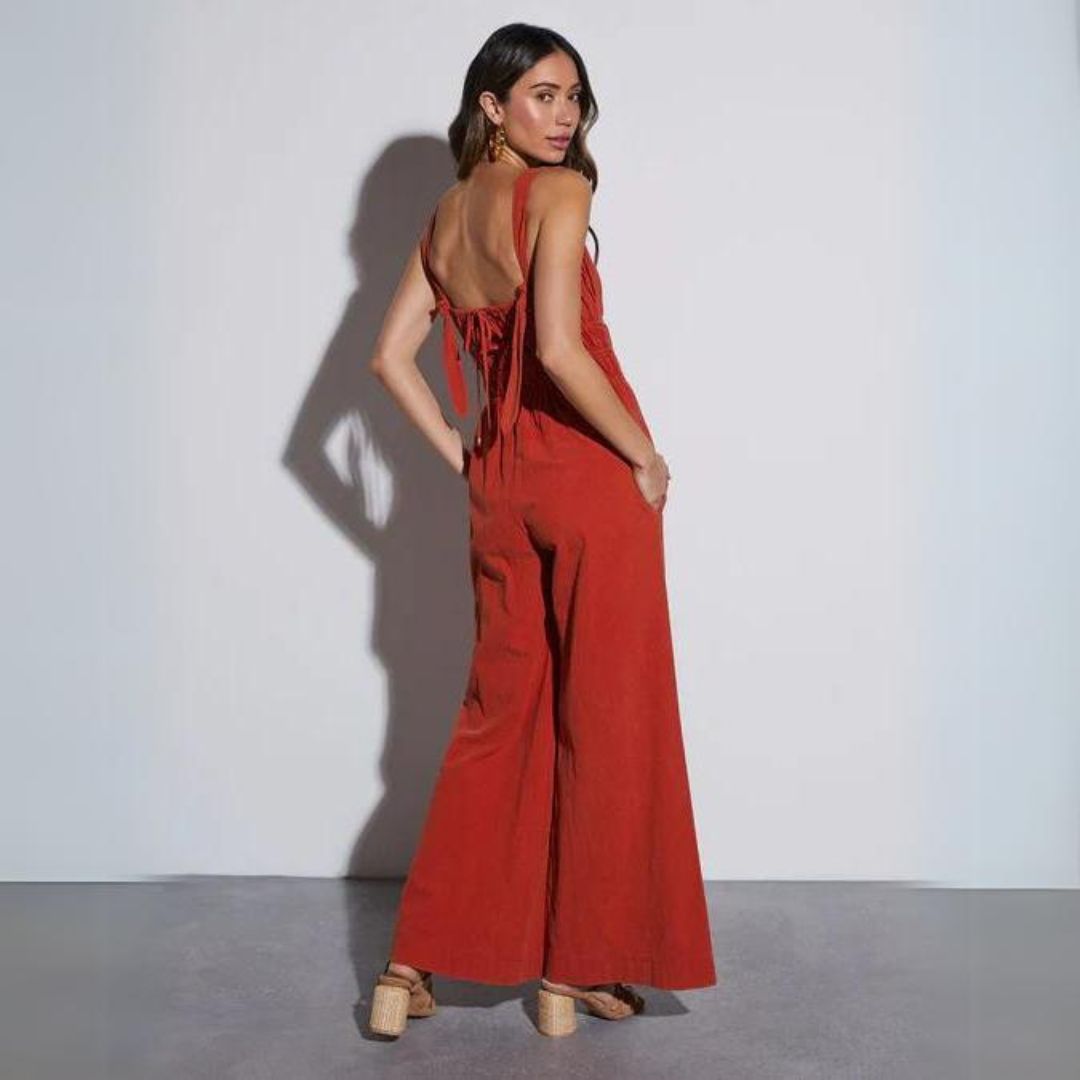 Dam Byxdress Smockad Mjuk Tyg Breda Ben-3