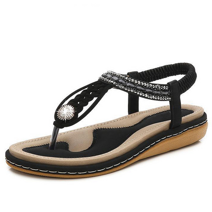 Dam Sandaler Öppen Tå PU-Läder med Kristalldekoration-3