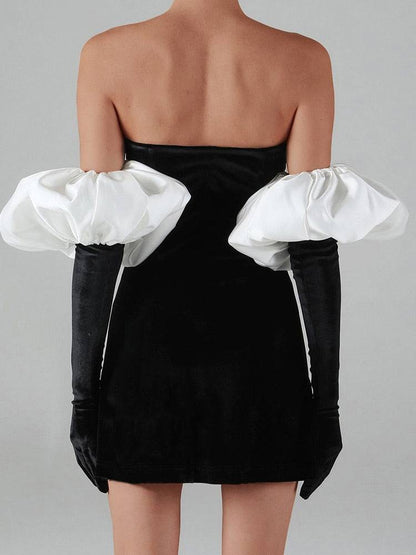 Fina Dam Klänningar Mini Klänning Puffärmar Polyester-3