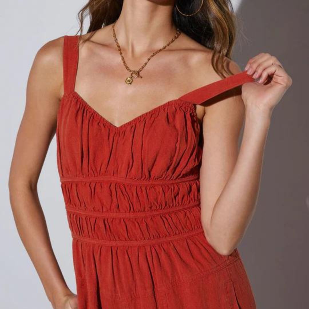 Dam Byxdress Smockad Mjuk Tyg Breda Ben-6