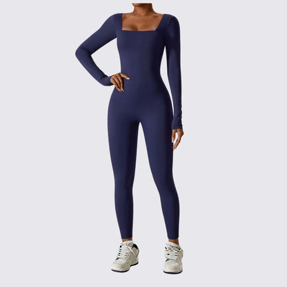 Dam Bodysuit Långärmad Fyrkantig Halsringning Stretchmaterial-1
