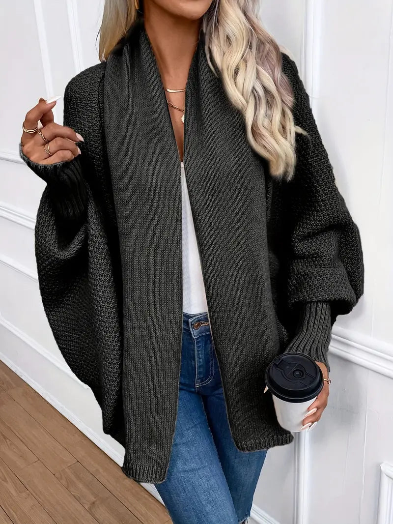 Stickad Väst Dam Långärmad Loose Fit Akryl-2