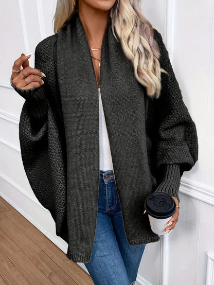 Stickad Väst Dam Långärmad Loose Fit Akryl-2