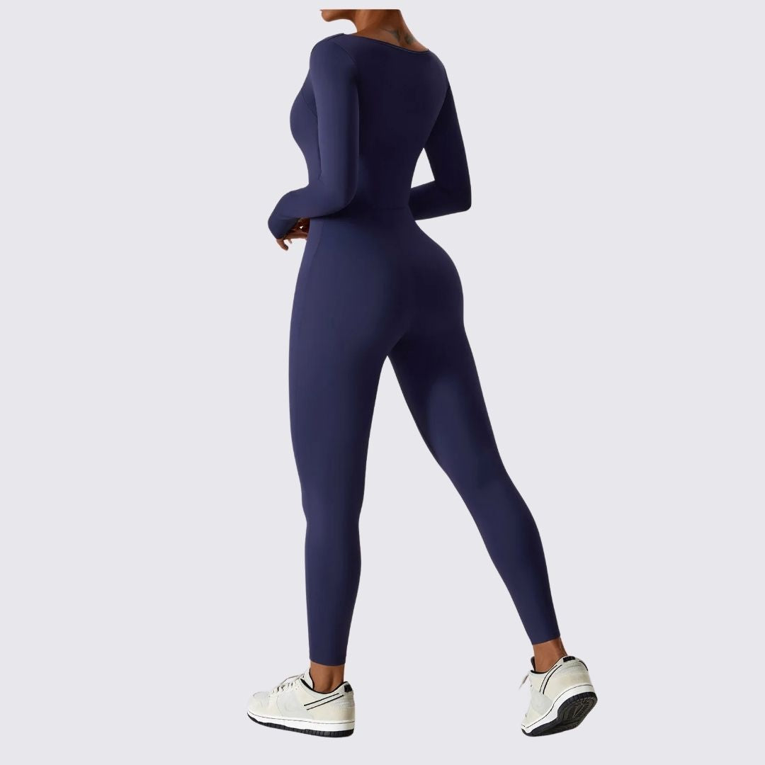 Dam Bodysuit Långärmad Fyrkantig Halsringning Stretchmaterial-4