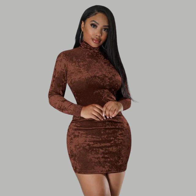 Variant image for Dam Bodycon Klänning Turtleneck Lyxigt Tyg-6