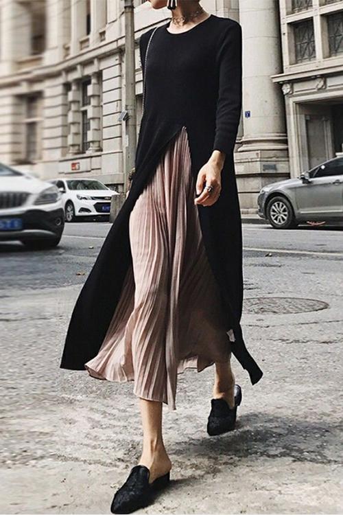 Variant image for Damklänning Färgglad Blockdesign Bomull Polyester-1