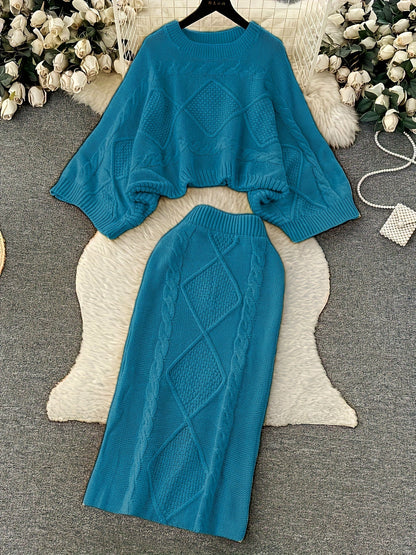 Dam Tröja Tvådelad Hög Krage Lång Ärmar Högkvalitativt Tyg-2