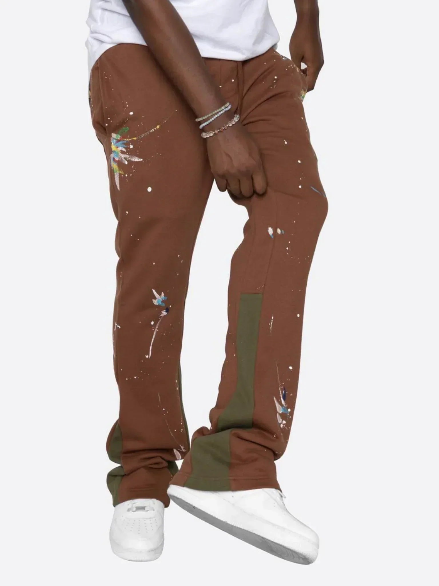 Dam Flare Sweatpants Färgstänkt Bomull-6