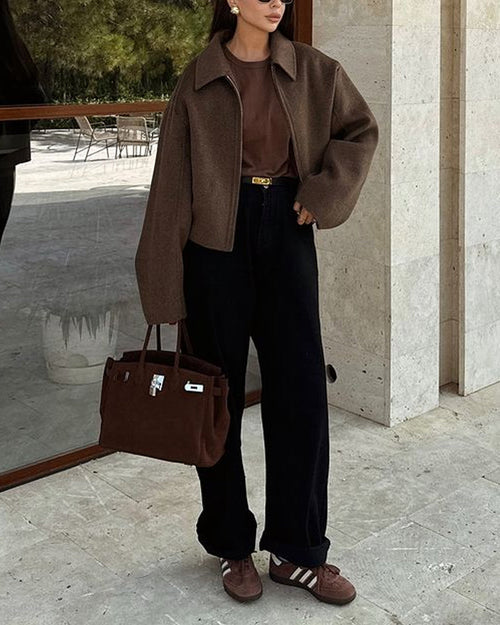 Kvinnor Kort Kappa Modern Design Andningsbart Material-1