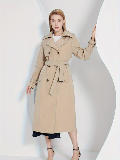 Kvinna Trenchcoat Långärmad Monokrom Polyester-6