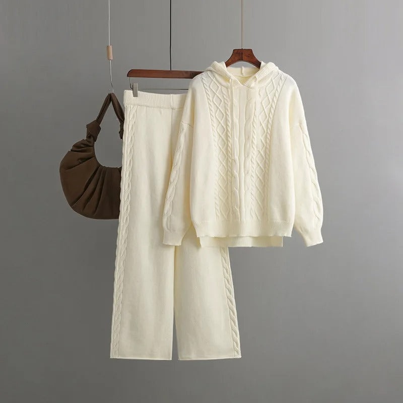 Damer Överdimensionerad Kostymuppsättning Av Stickad Ull-6