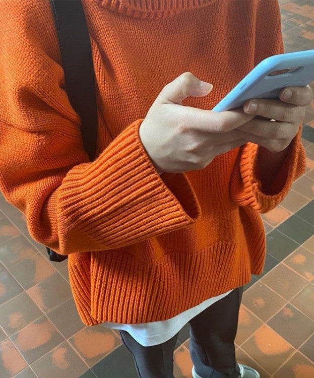 Dam Tröja Löst Sittande Rollkrage Polyester Drop-Shoulder-6