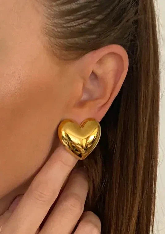 Kvinnors Örhängen Hjärtaformad Design Silver Metall-1