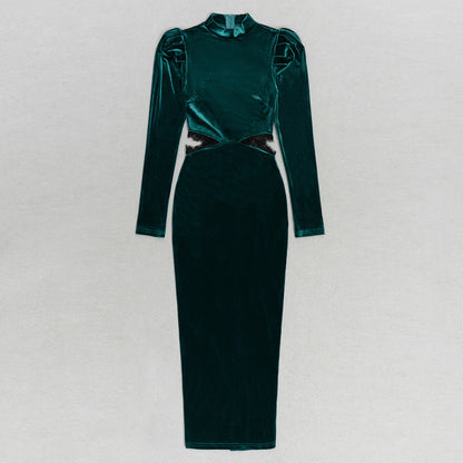 Kvinna Klänning Hohlvelvet Bubble Stil Havsjlandsilke-5