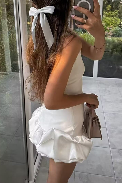 Kvinnors Mini Klänning Ruffled Hem Bodycon Bomullsblandning-4