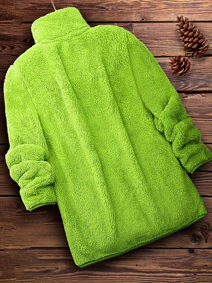 Variant image for Kvinna Kappa i Konstpäls Hög Krage Fluffig Avslappnad Passform-26