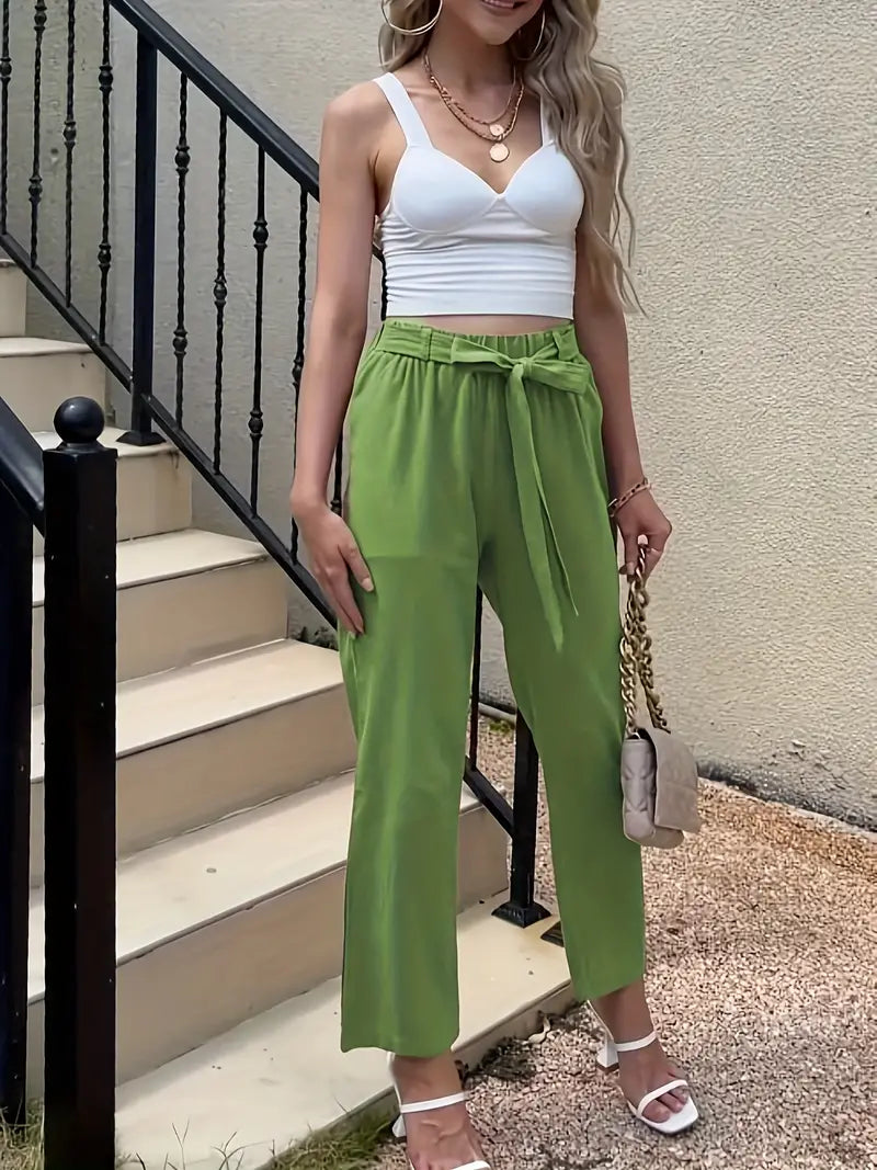 Snygga Byxor Dam Med Resår I Midjan Avslappnad Bomull-4