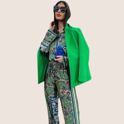 Dam Bohemian Set Paisley Lång Skjorta och Byxor 100% Bomull-4