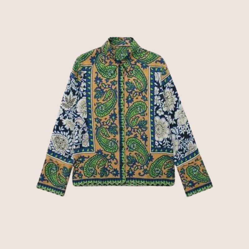 Dam Bohemian Set Paisley Lång Skjorta och Byxor 100% Bomull-5