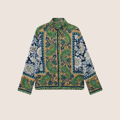 Dam Bohemian Set Paisley Lång Skjorta och Byxor 100% Bomull-5