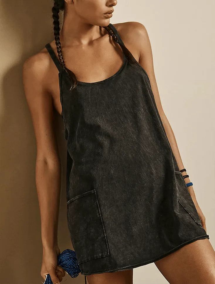 Variant image for Dam Miniklänning Ljus Bomull med Fickor-1