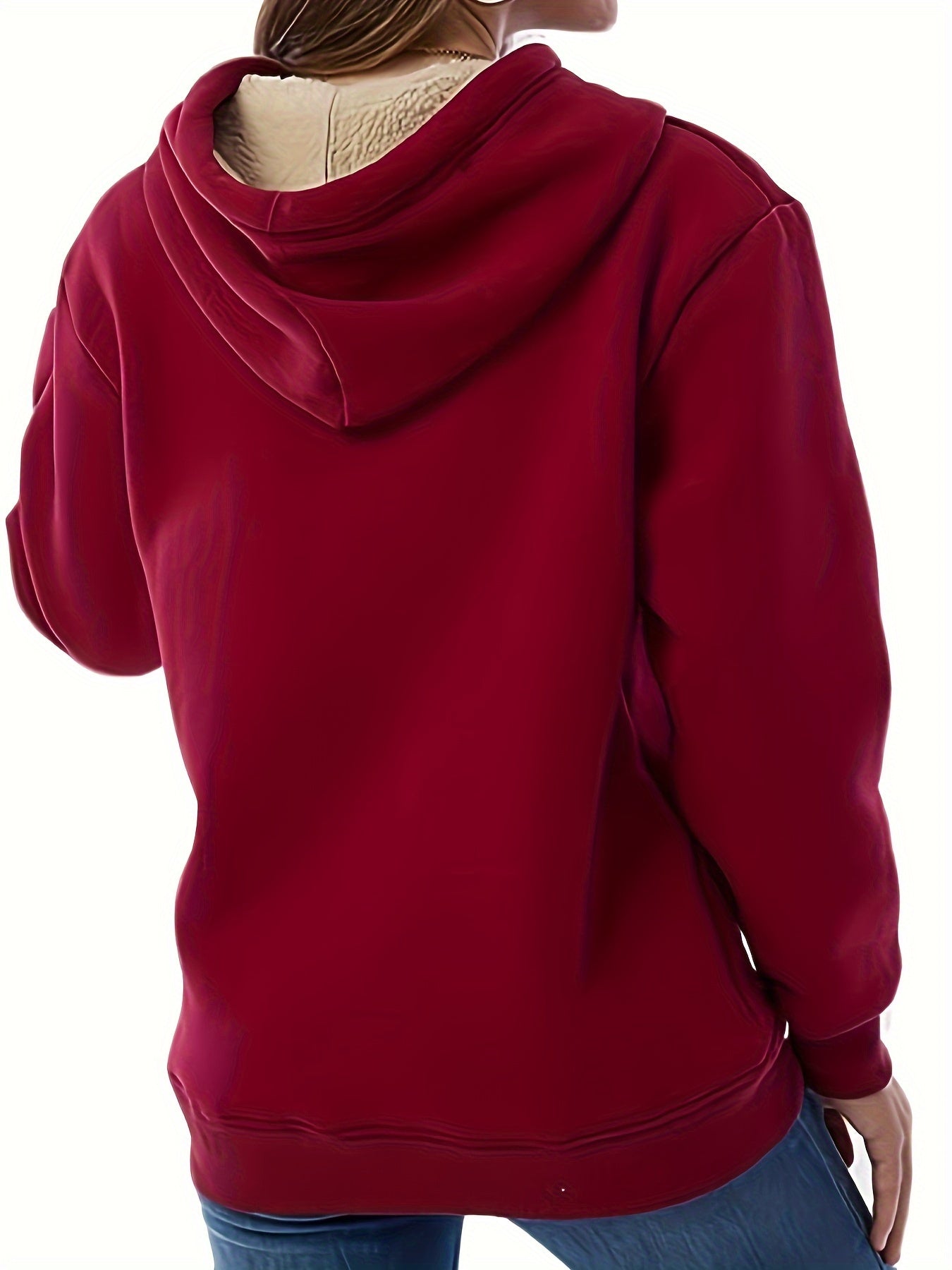 Lång Hoodie Dam Monokrom Loose Fit 100% Bomull med Framficka-3
