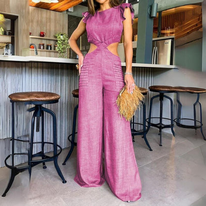 Variant image for Dam Jumpsuit Bred Ben med Rüsch Detaljer Polyester-11