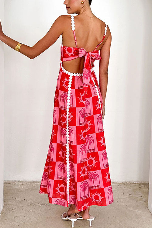 Dam Maxiklänning Loop Back Palm Soleil Tryck Bomull Polyester-3