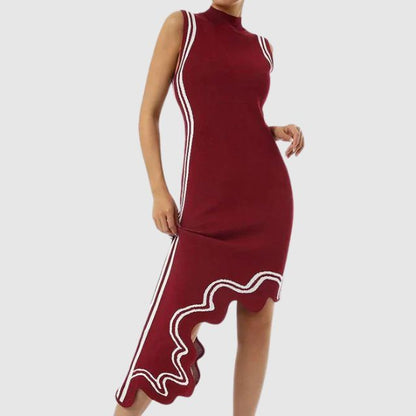 Variant image for Damklänning Asymmetrisk Stickad Ärmlös Fina Dam Klänningar-16