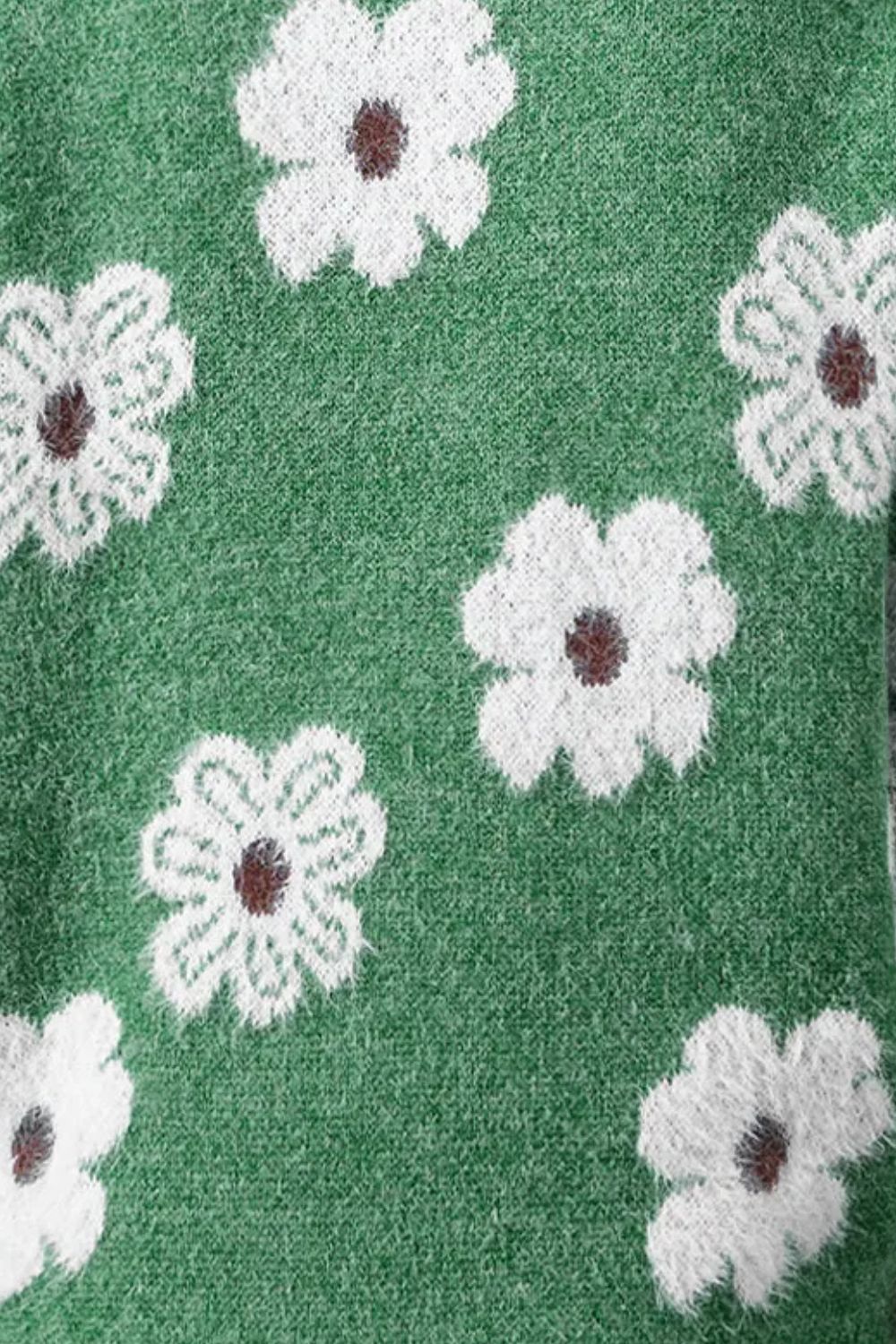 Dam Tröja Halv Dragkedja Blommönster Mjuk Tyg-3