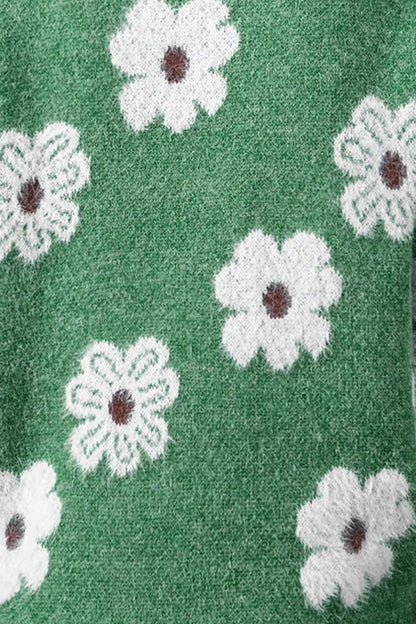 Dam Tröja Halv Dragkedja Blommönster Mjuk Tyg-3