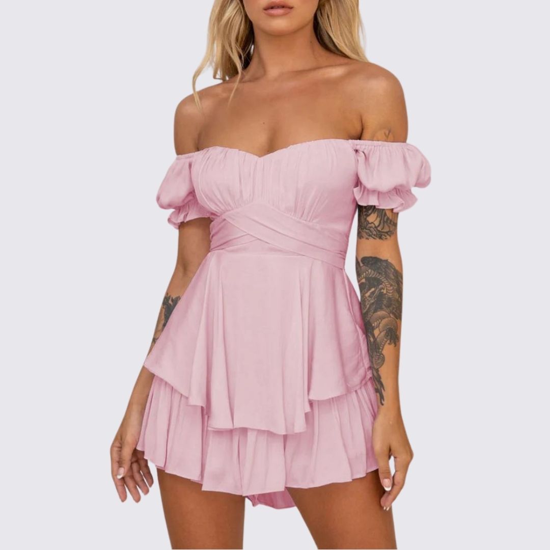 Variant image for Dam Jumpsuit Axelfri Ruffle Lätt Tyg Elegant Flytande Snitt-6