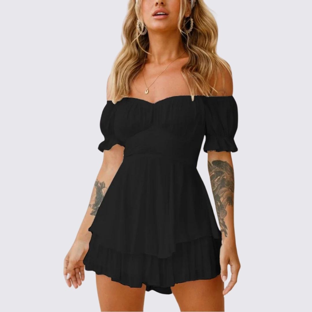 Variant image for Dam Jumpsuit Axelfri Ruffle Lätt Tyg Elegant Flytande Snitt-11