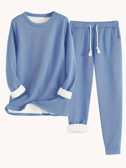 Variant image for Damset Vintertröja Joggingbyxor Monokrom Mjuk Blandningstyg-19