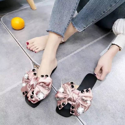 Dam Sandaler Bling Bling Silke med Kristalldetaljer Platt Sula-4