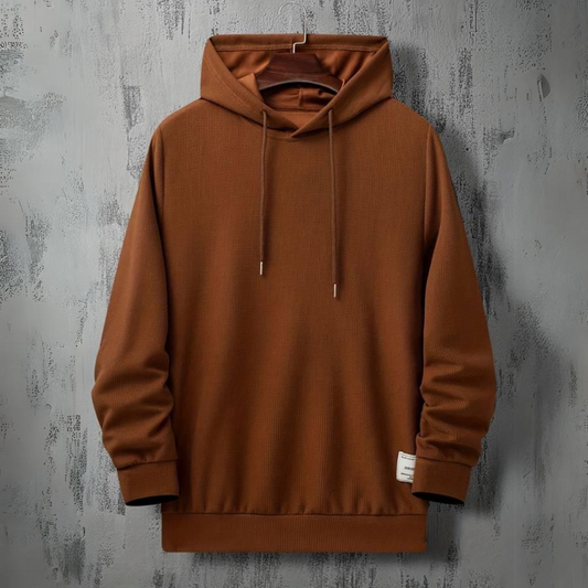Hoodie Herr Avslappnad Bomull Med Huva-1